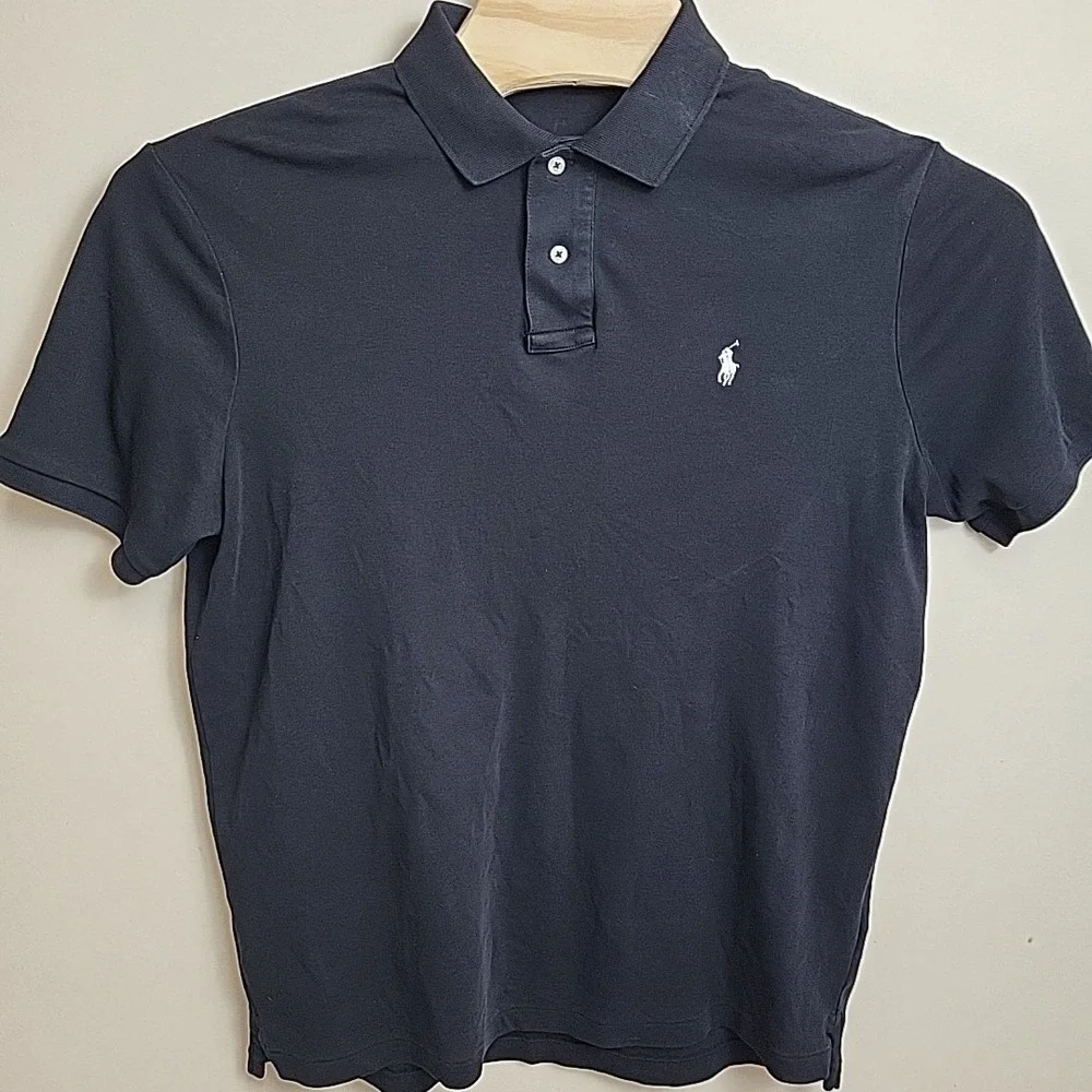 Polo Ralph Lauren Men's Large Polo Shirt Black With‎ White Horse Soft Cotton